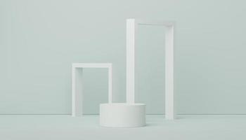 3D render display podium för produkt och kosmetisk presentation. minimal scen för reklam. abstrakt ren bakgrund för webbbanner och mock up. enkla geometriska former. foto