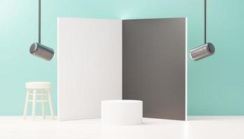 3D-rendering abstrakt display podium plattform för produktpresentation och reklam. minimal scenbakgrund med ren design. ledig piedestal för mock up. tom scen med pastellfärg för kosmetika. foto