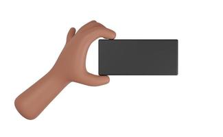 mobiltelefon i hand med vit bakgrund. 3d-rendering foto