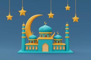3d ramadanhälsningar, islamisk helgdag, raya hari, eid al adha, 3d-rendering. foto