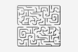 3d-rendering. svart volymetrisk labyrint. geometriska mönster. abstrakt illusorisk ändlös prydnad konsistens foto