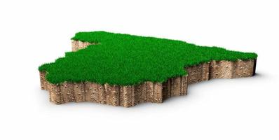 spanien karta jord mark geologi tvärsnitt med grönt gräs och sten marken textur 3d illustration foto