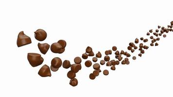 3D-renderade choklad som flyter på vit bakgrund foto