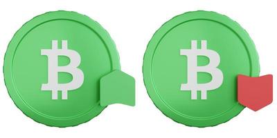 3D-rendering två mynt krypto bitcoin kontanter graf upp och ner isolerade foto