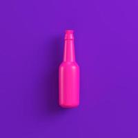 rosa flaska med stropper på lila bakgrund. minimalism koncept foto