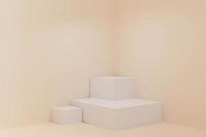 3D-renderingsscen med podium och abstrakt bakgrund. podium för presentation av kosmetiska produkter. foto