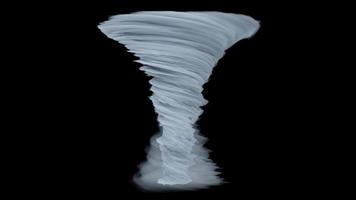 kraftfull tornado. strömmande rök. orkan. tornado isolerad på svart bakgrund. 3d illustration foto