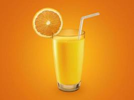 färsk apelsinjuice med frukt, isolerad på orange bakgrund foto