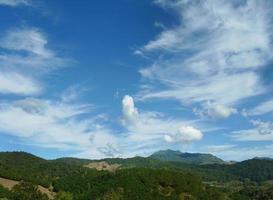 tapeter av grönt landskap berg och blå himmel vita vackra moln ljusa livfulla färger foto