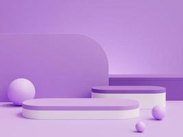 geometrisk form piedestal för produktvisning med violett bakgrund. 3d-rendering. foto