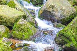 liten vattenfall flod och ström på Brocken Mountain Harz Tyskland. foto