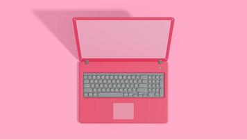 rosa laptop tom skärm ovanifrån. isolerad modelldator. foto