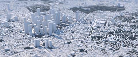 framtidens storstad illustration med förvrängt perspektiv foto