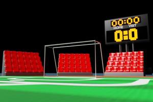 fotboll fotboll med resultattavla. offentliga byggnader. fotbollsarena. VM 3d illustration foto