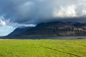 pittoresk landskap med grön natur på Island under sommaren. bild med en mycket tyst och oskyldig natur. foto