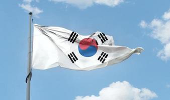 Sydkoreas flagga - realistiskt viftande tygflagga foto