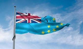 3D-illustration av en tuvaluflagga - realistiskt viftande tygflagga. foto