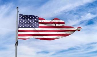 3D-illustration av en USA-flagga - realistiskt viftande tygflagga. foto