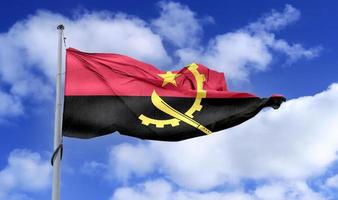 angola flagga - realistiskt viftande tygflagga foto