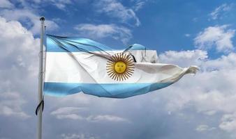 argentina flagga - realistiskt viftande tygflagga foto