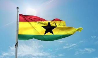 ghana flagga - realistiskt viftande tygflagga. foto