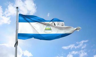 nicaragua flagga - realistisk viftande tyg flagga. foto