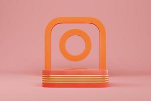 abstrakt minimal pastell bakgrund. orange rektangel piedestal eller podium med geometriska former för produktvisning foto