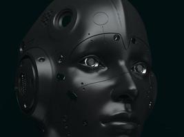 robot kvinna. närbild porträtt. abstraktion på ämnet teknik och spel. 3d illustration foto