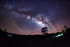panorama Vintergatan galaxy.long exponering fotografi.med korn foto