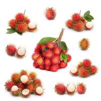 rambutan frukt samling på vit bakgrund foto