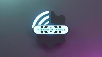 neon internet sak logotyp symbol. iot koncept. 3d render illustration. foto
