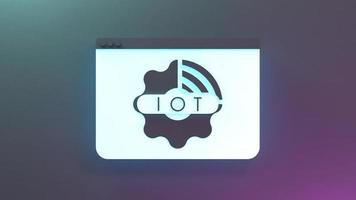 neon internet sak logotyp symbol. iot koncept. 3d render illustration. foto