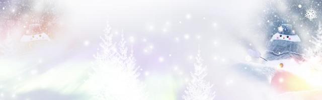 glad snögubbe. vinterlandskap. god jul och gott nytt år gratulationskort foto