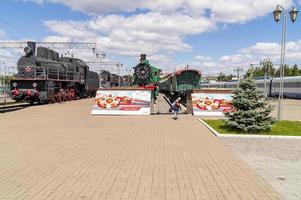 Moskva, Ryssland - 29 juni 2014. Järnvägsmuseet vid Riga station foto