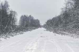 acar med stoppljus på vintervägen foto