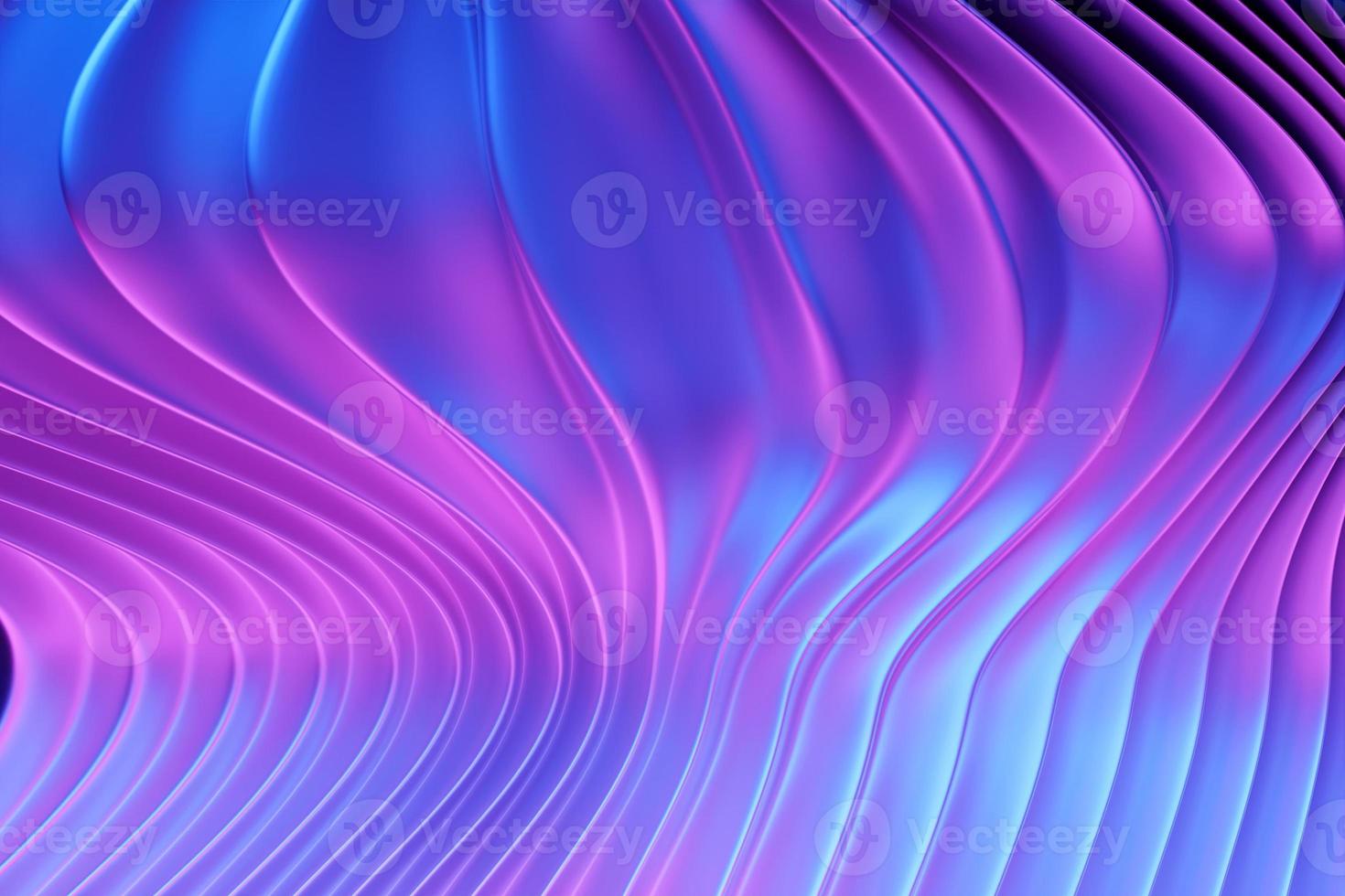 geometrische strepen vergelijkbaar met golven. abstract blauw en roze gloeiend patroon van kruisende lijnen. 3d illustratie foto