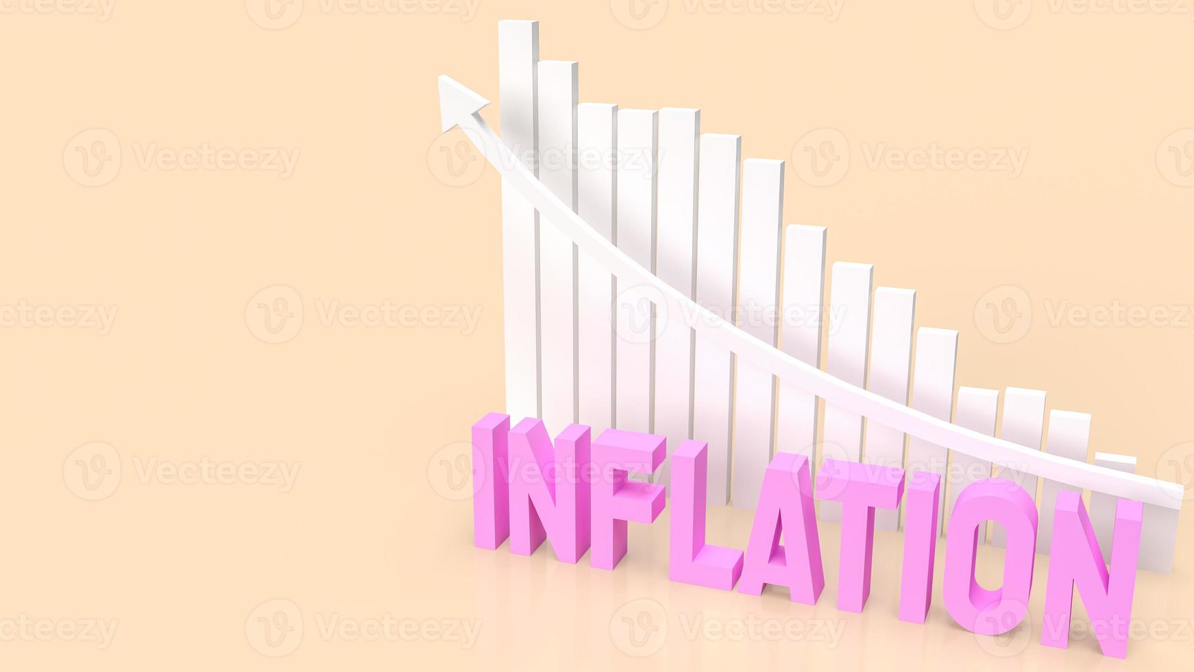 het inflatiewoord en de grafiek voor bedrijfsconcept 3D-rendering foto