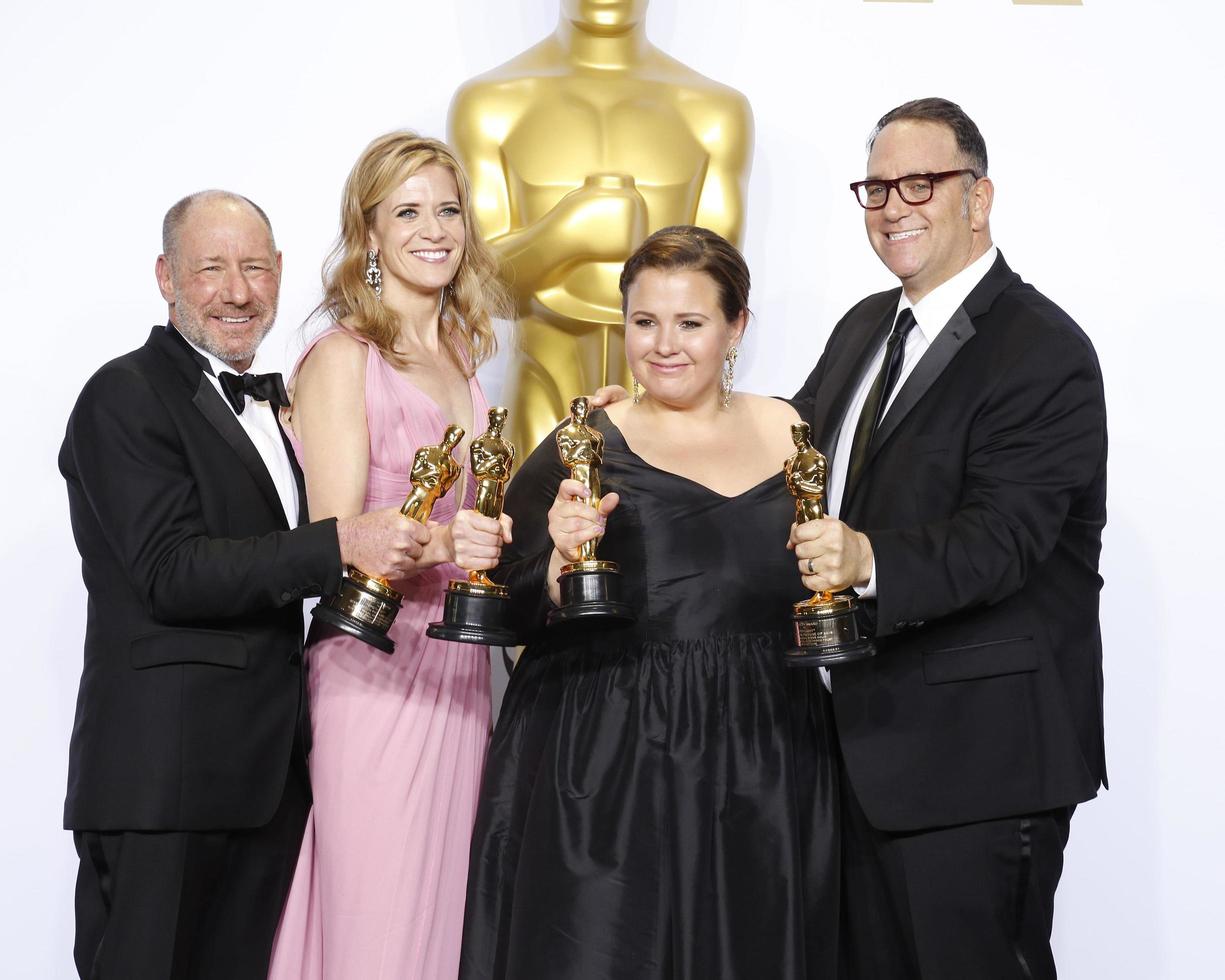 los angeles, 28 feb - steve golin, blye pagon faust, nicole rocklin, michael sugar bij de 88e jaarlijkse academy awards, perskamer in het dolby theater op 28 februari 2016 in los angeles, ca foto