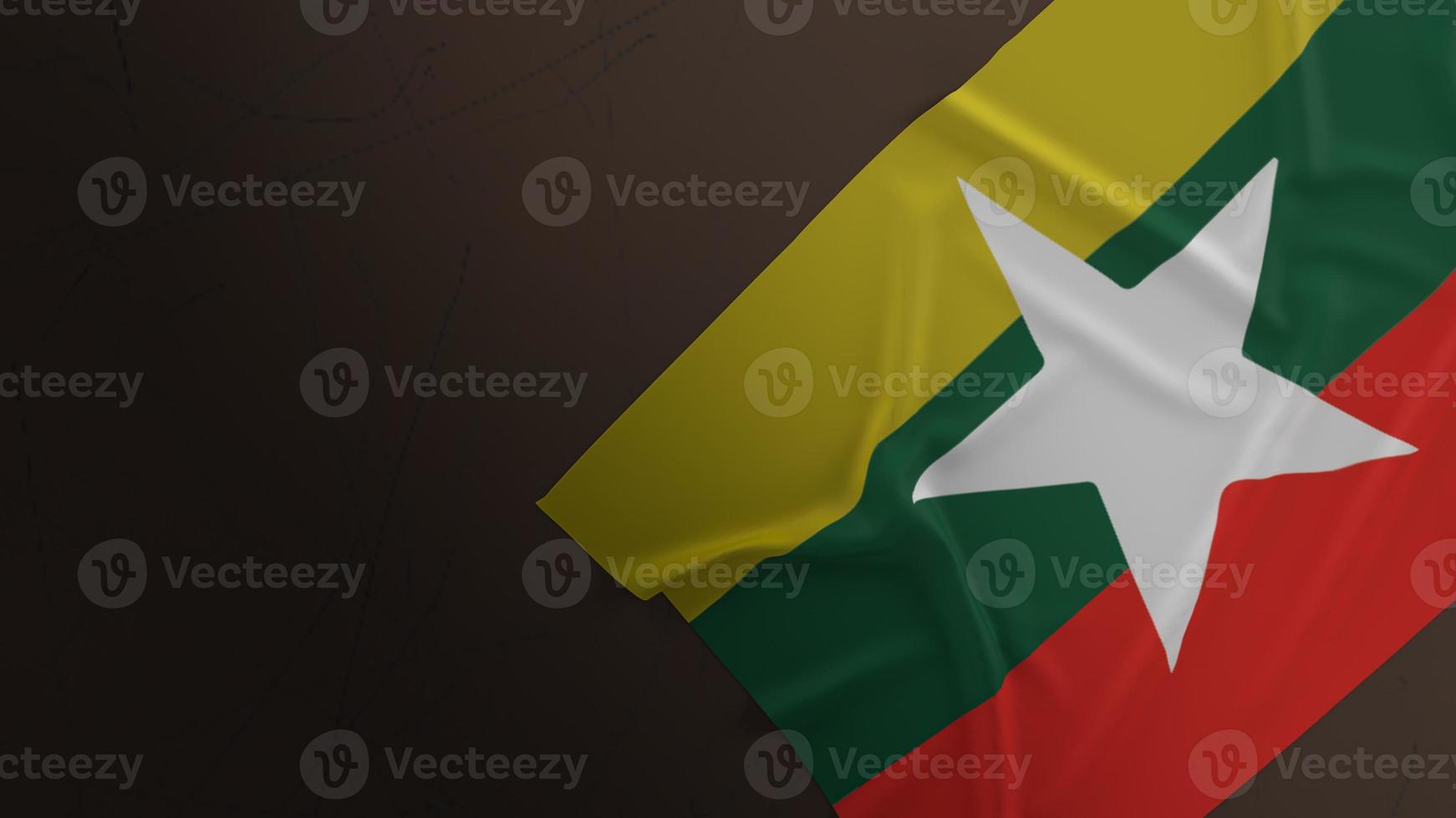 de vlag van myanmar op vuile vloer 3D-rendering. foto