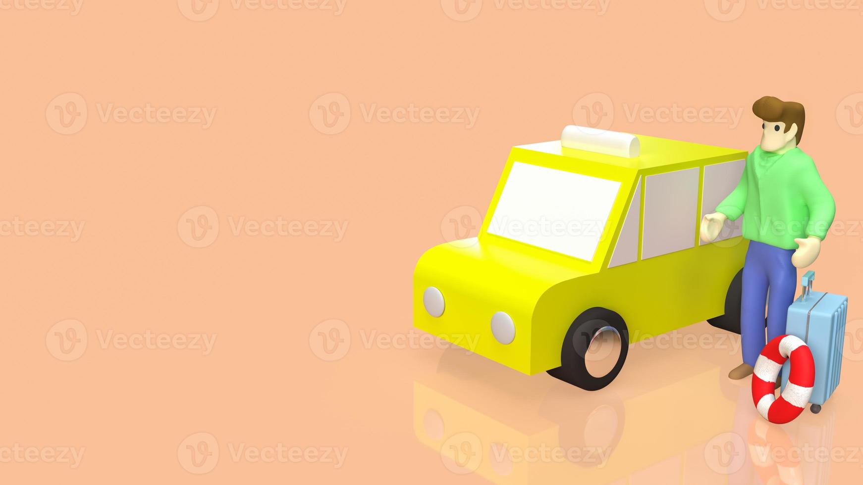 toerist en taxi voor reisconcept 3D-rendering foto