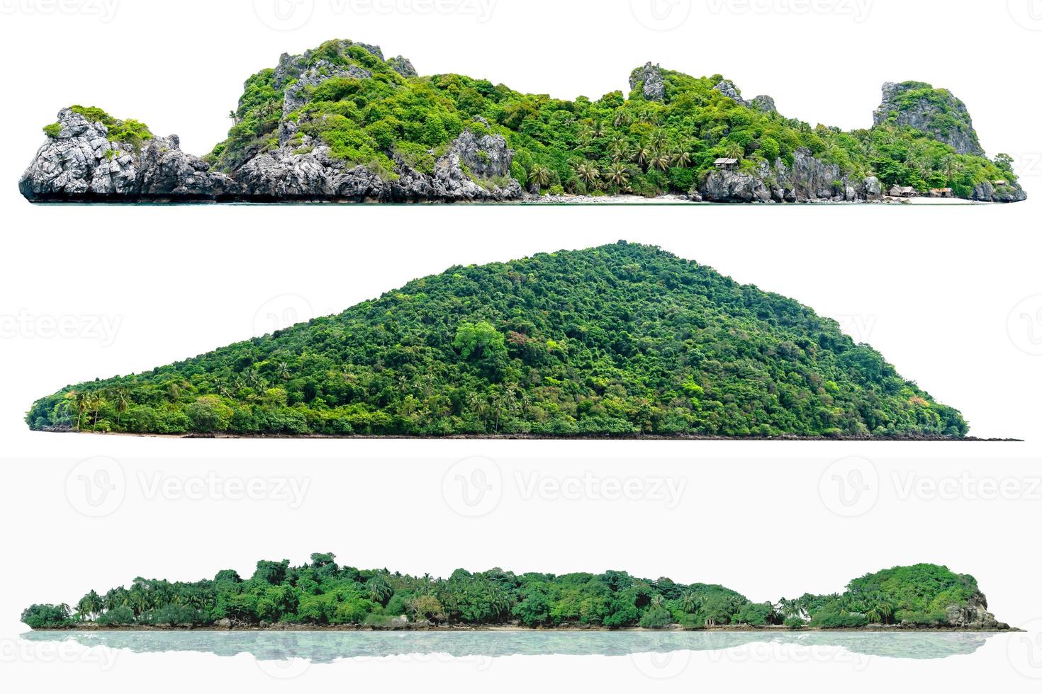 verzameling van prachtig eiland geïsoleerd op een witte achtergrond foto