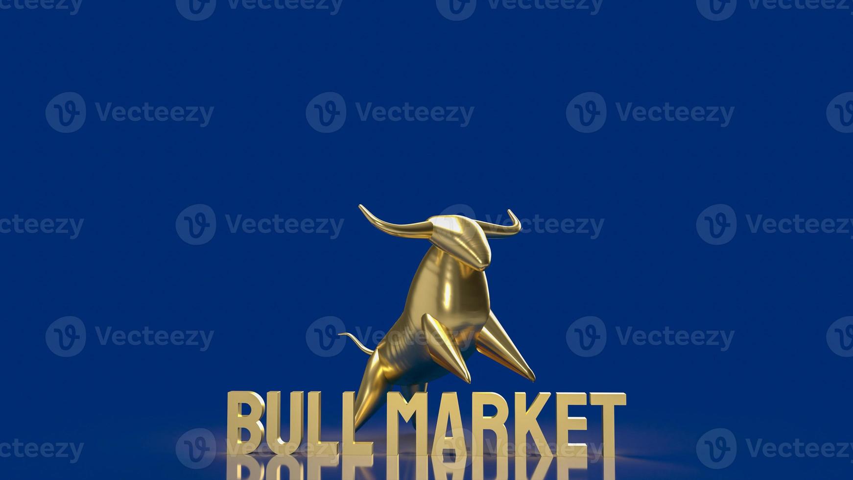 gouden stier en woord bull markt voor business concept 3D-rendering. foto