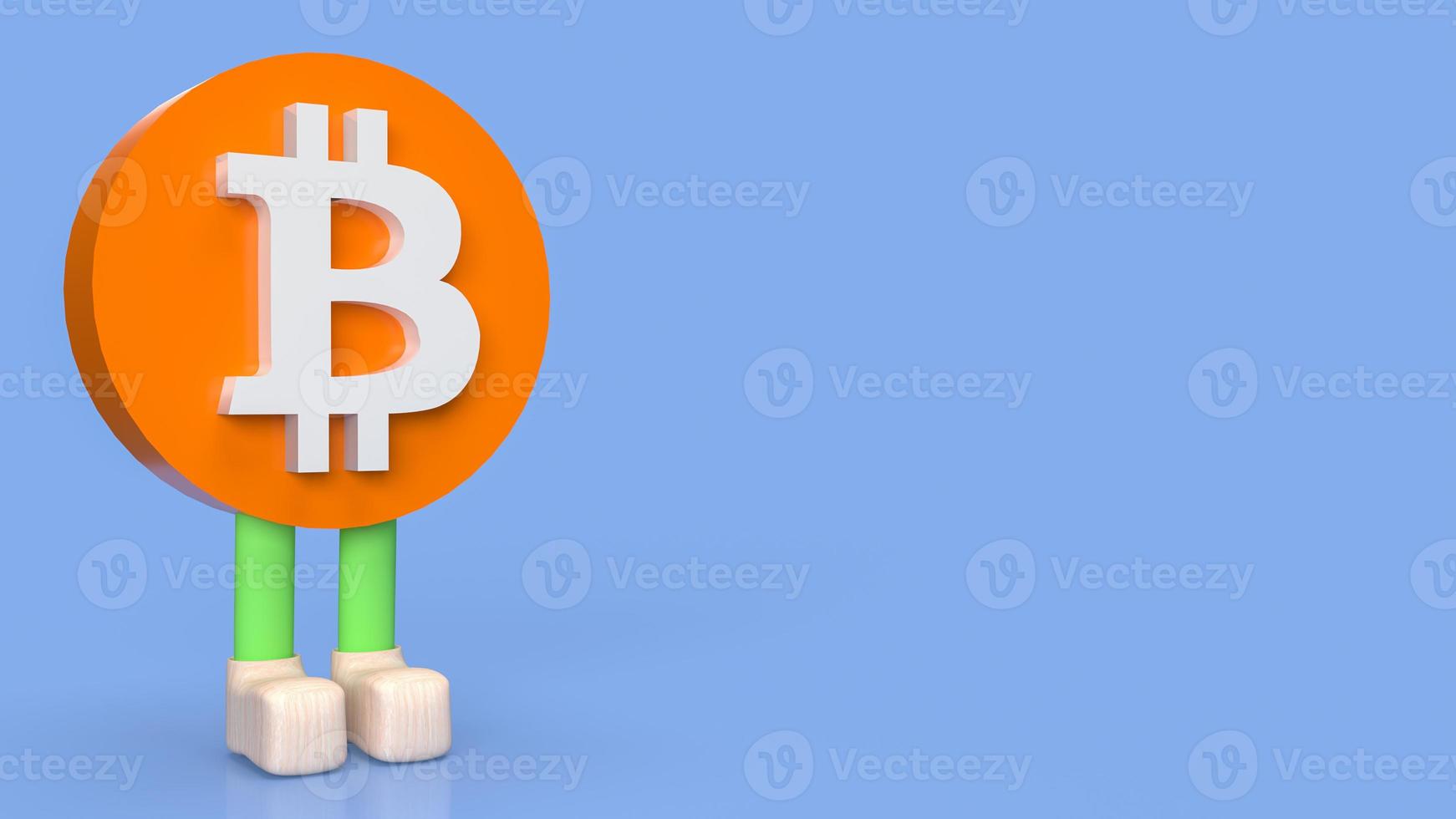het karakter van het bitcoin-symbool op een blauwe achtergrond voor 3D-rendering van het bedrijfs- of technologieconcept foto