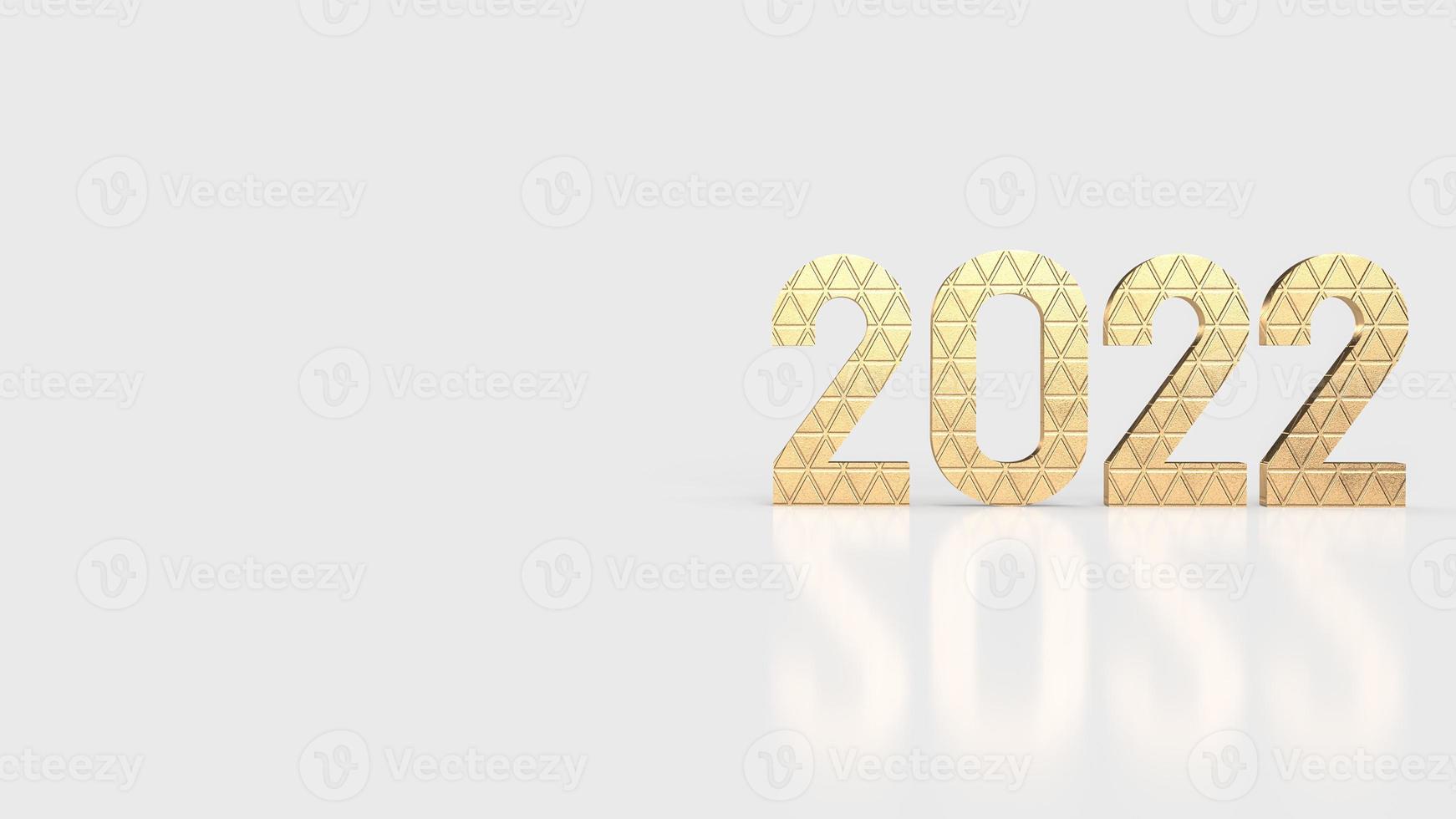 het gouden nummer 2022 op een witte achtergrond voor het nieuwe jaar of bedrijfsconcept 3D-rendering foto