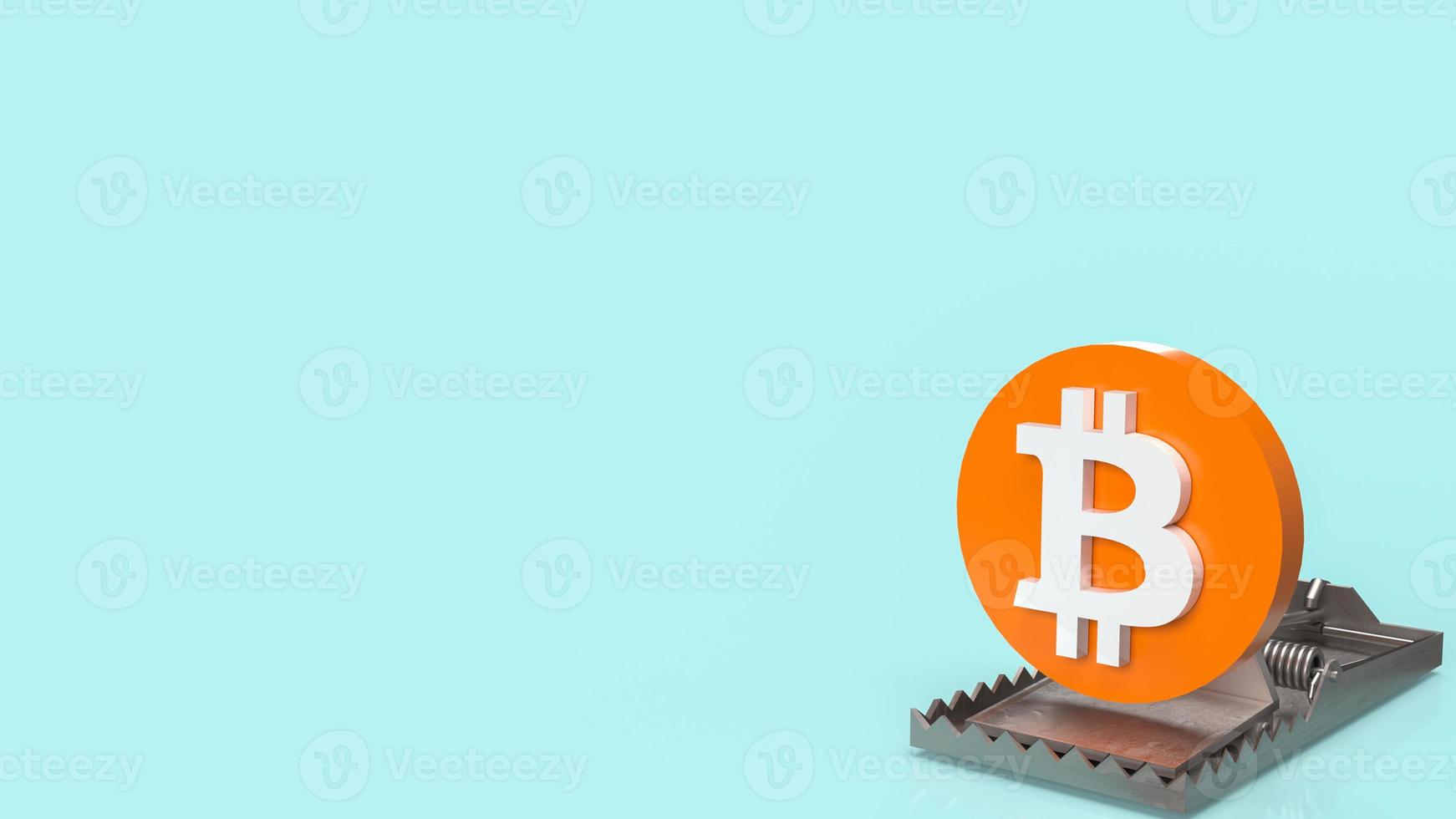 het bitcoin-symbool en de val voor crypto-valuta of bedrijfsconcept 3D-rendering foto