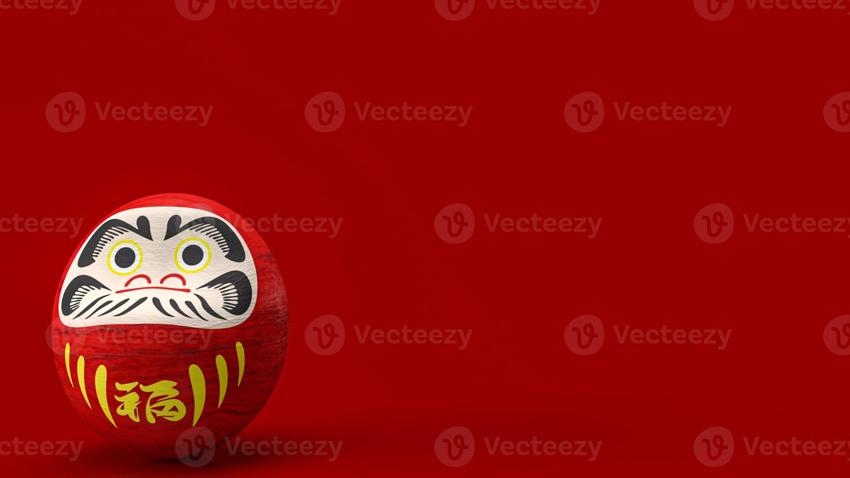 de daruma Japanse pop op rode achtergrond 3D-rendering foto