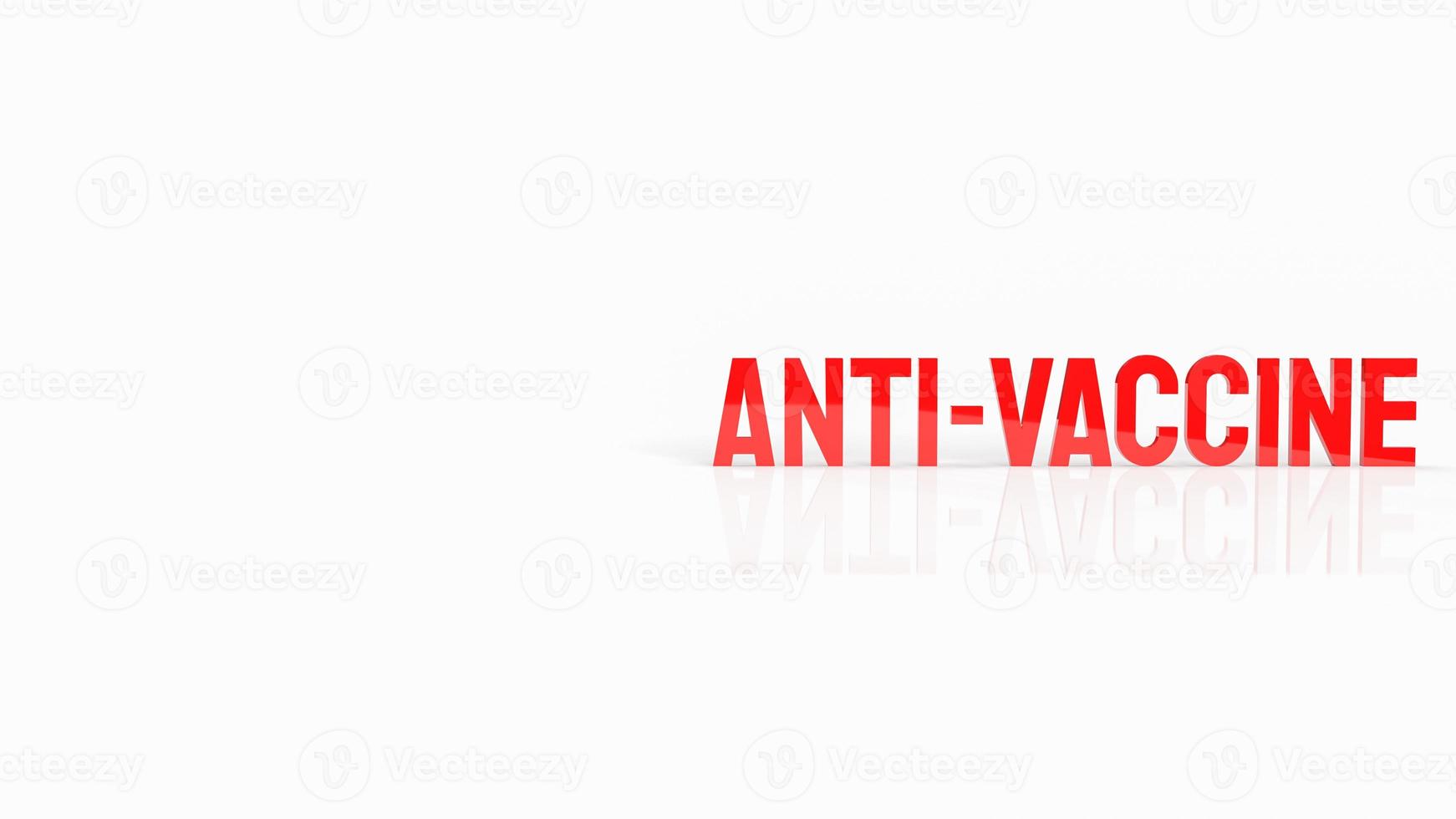 de anti-vaccin rode tekst op een witte achtergrond voor medische en gezondheidsconcept 3D-rendering foto