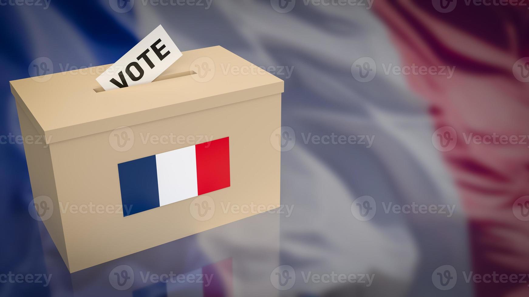 de doos en stemkaart voor Franse presidentsverkiezingen 3D-rendering foto