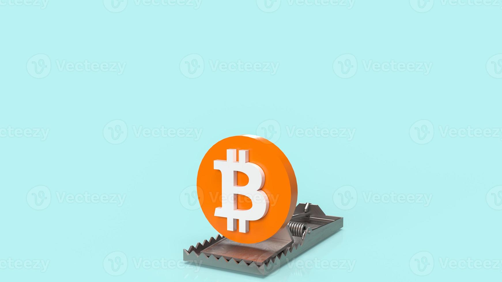 het bitcoin-symbool en de val voor crypto-valuta of bedrijfsconcept 3D-rendering foto