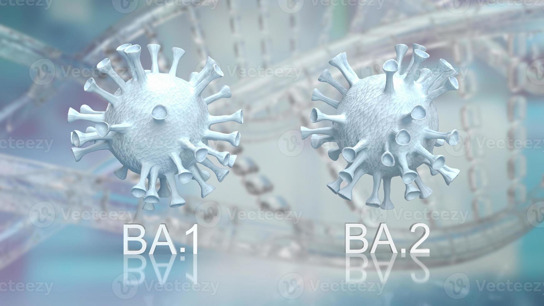 het omicron-virustype ba 1 en ba 2 voor sci of medisch concept 3D-rendering foto